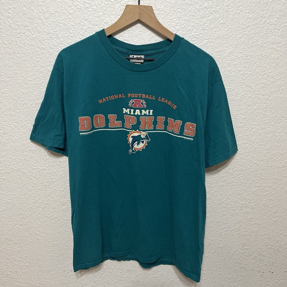 Vintage Lee Sport Miami Dolphins T-shirt Teal Men's Size Large NFL Y2K